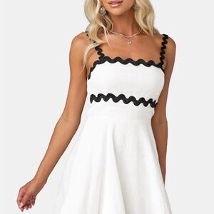 Elegant White Dress with Black Accents